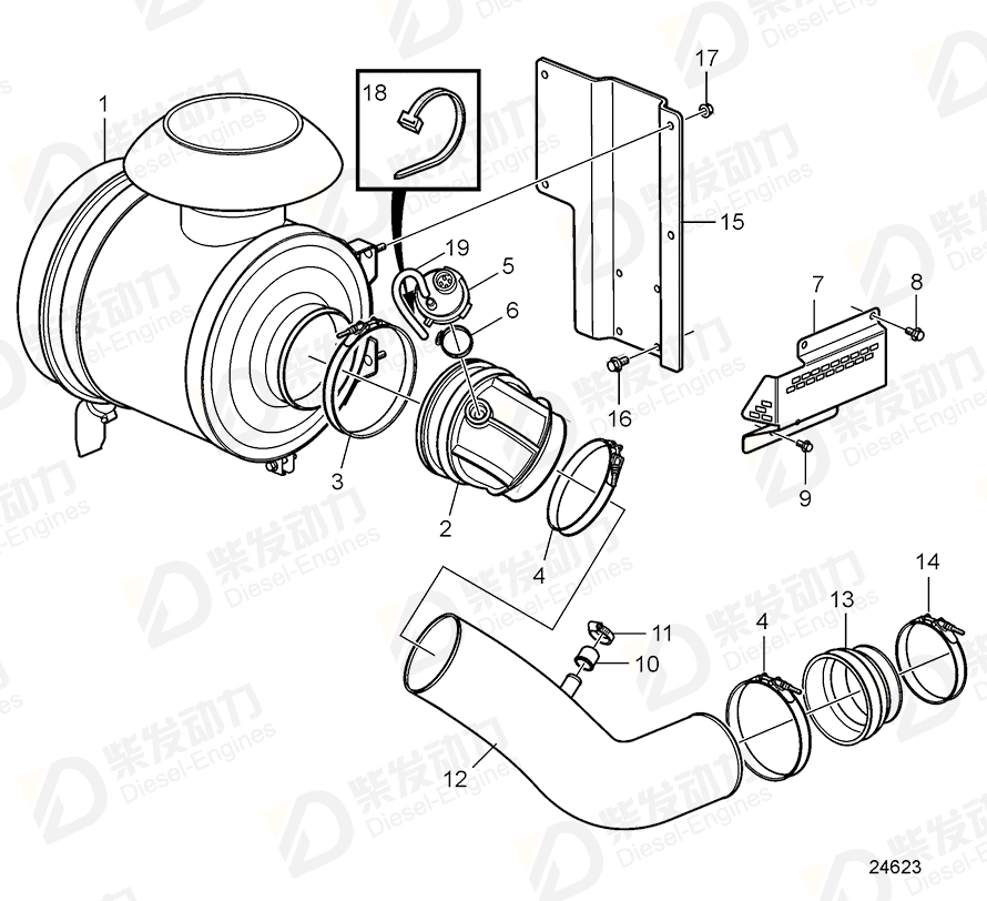 VOLVO Hose clamp 993962 Drawing